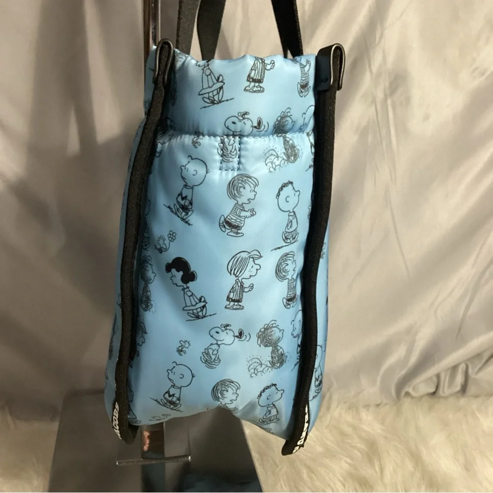Marc Jacob’s x Peanuts Snoopy Character Printed Blue Nylon Puffy Tote NWOT - Picture 8 of 14